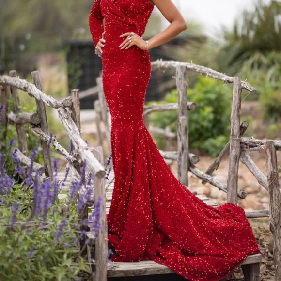 Formal Dresses Shein Red Lace Dress SHEIN Small Red Ruffled Off